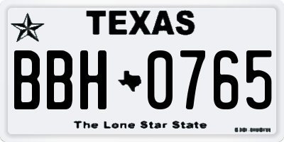 TX license plate BBH0765
