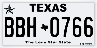 TX license plate BBH0766