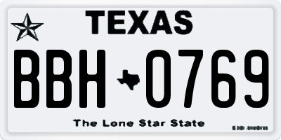 TX license plate BBH0769