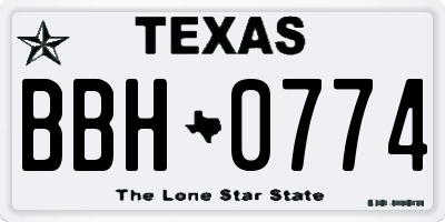 TX license plate BBH0774