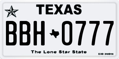 TX license plate BBH0777