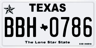 TX license plate BBH0786