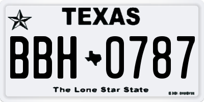 TX license plate BBH0787