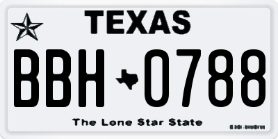 TX license plate BBH0788