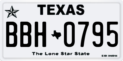 TX license plate BBH0795
