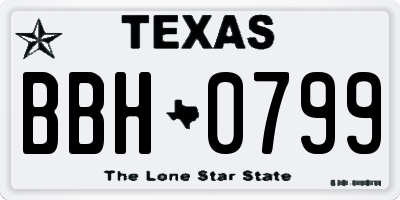 TX license plate BBH0799