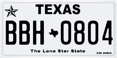 TX license plate BBH0804