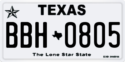 TX license plate BBH0805