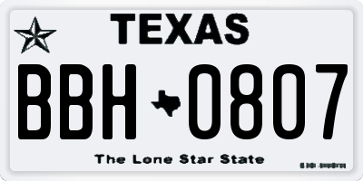 TX license plate BBH0807