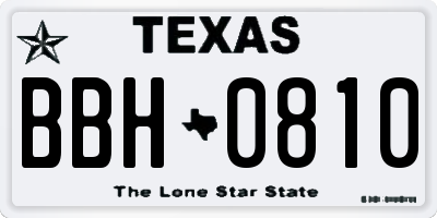 TX license plate BBH0810