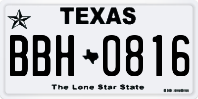 TX license plate BBH0816