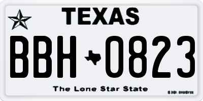 TX license plate BBH0823