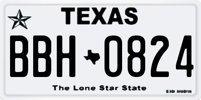 TX license plate BBH0824
