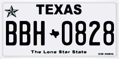 TX license plate BBH0828