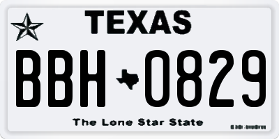 TX license plate BBH0829