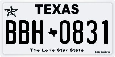 TX license plate BBH0831