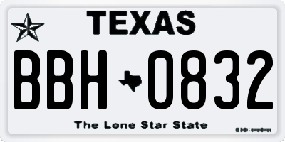 TX license plate BBH0832