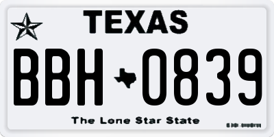 TX license plate BBH0839