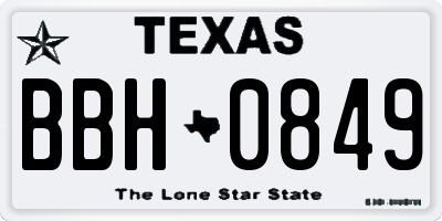 TX license plate BBH0849