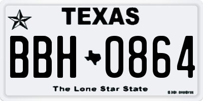 TX license plate BBH0864