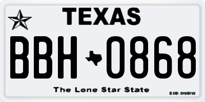 TX license plate BBH0868
