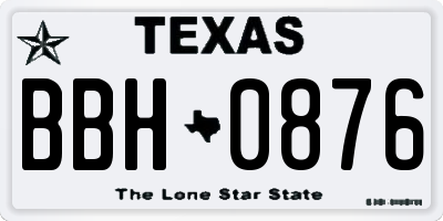 TX license plate BBH0876