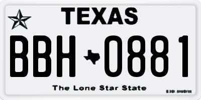 TX license plate BBH0881
