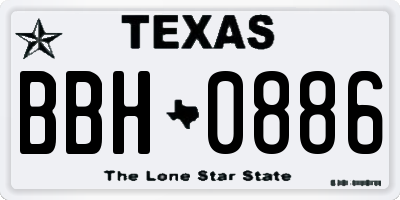 TX license plate BBH0886