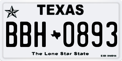 TX license plate BBH0893