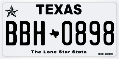 TX license plate BBH0898