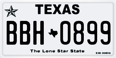 TX license plate BBH0899
