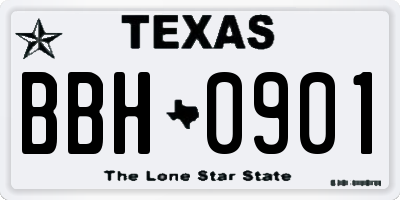 TX license plate BBH0901