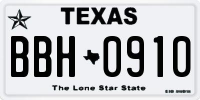 TX license plate BBH0910