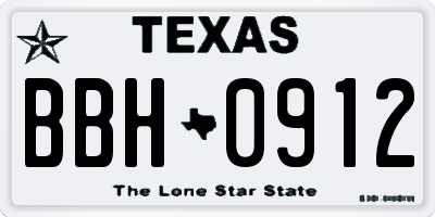 TX license plate BBH0912