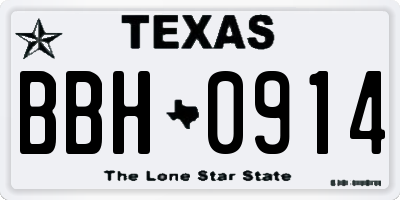 TX license plate BBH0914