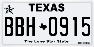 TX license plate BBH0915