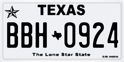 TX license plate BBH0924