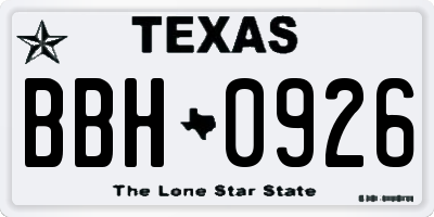 TX license plate BBH0926