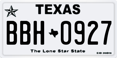 TX license plate BBH0927