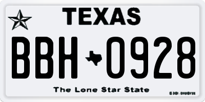 TX license plate BBH0928