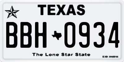 TX license plate BBH0934