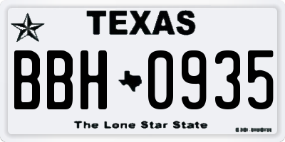 TX license plate BBH0935