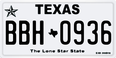 TX license plate BBH0936