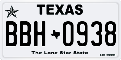 TX license plate BBH0938