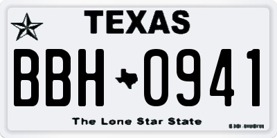 TX license plate BBH0941