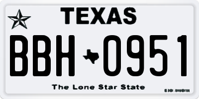 TX license plate BBH0951