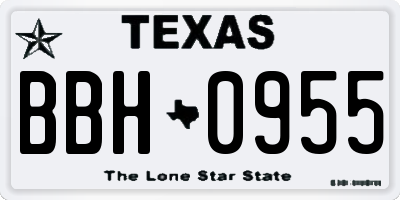 TX license plate BBH0955