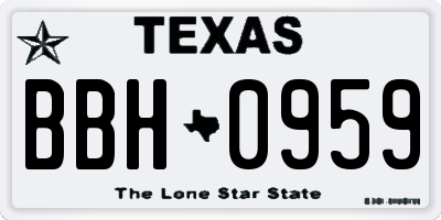 TX license plate BBH0959