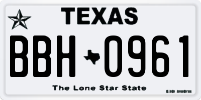 TX license plate BBH0961