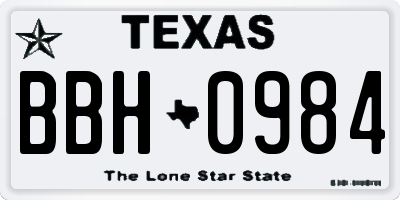 TX license plate BBH0984